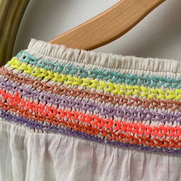 Alice + Olivia Sharyl Rainbow Peasant Embroidered Blouse Off Shldr Top XS $395 - Picture 9 of 12